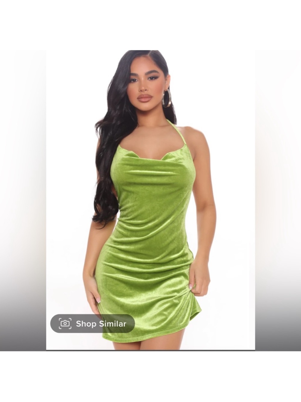 Fashion Nova Green Velvet Cowl Neck Backless Mini Dress Party Cocktail Rave
